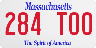 MA license plate 284TO0