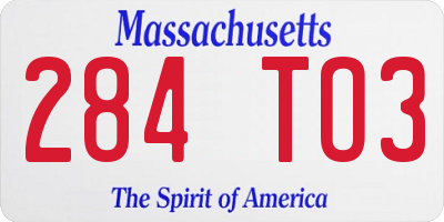 MA license plate 284TO3