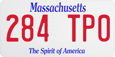 MA license plate 284TP0