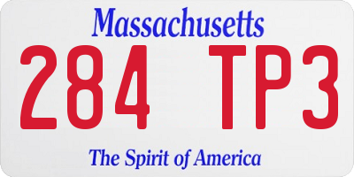 MA license plate 284TP3