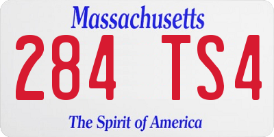 MA license plate 284TS4