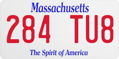 MA license plate 284TU8