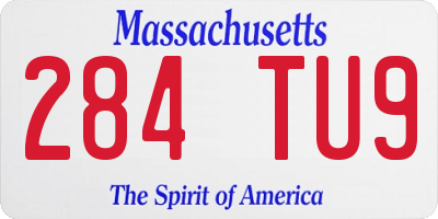 MA license plate 284TU9
