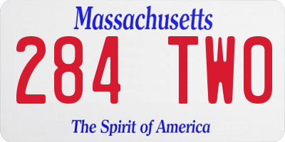 MA license plate 284TW0