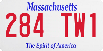 MA license plate 284TW1
