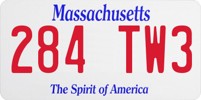 MA license plate 284TW3