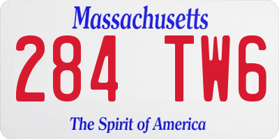 MA license plate 284TW6