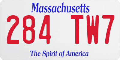 MA license plate 284TW7