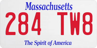 MA license plate 284TW8