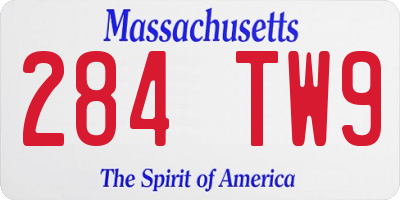 MA license plate 284TW9