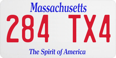 MA license plate 284TX4