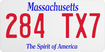 MA license plate 284TX7