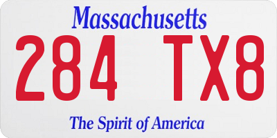 MA license plate 284TX8