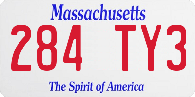 MA license plate 284TY3
