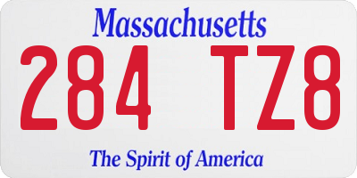 MA license plate 284TZ8