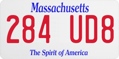 MA license plate 284UD8