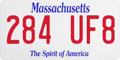 MA license plate 284UF8