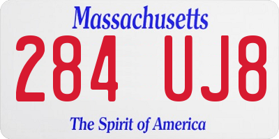 MA license plate 284UJ8