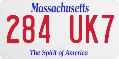 MA license plate 284UK7