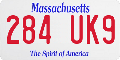 MA license plate 284UK9