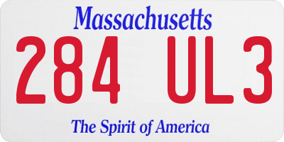MA license plate 284UL3