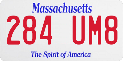 MA license plate 284UM8