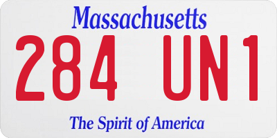 MA license plate 284UN1