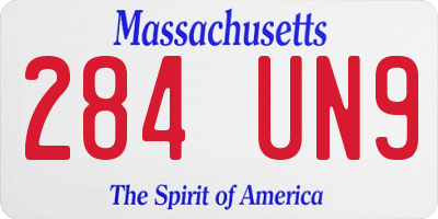 MA license plate 284UN9