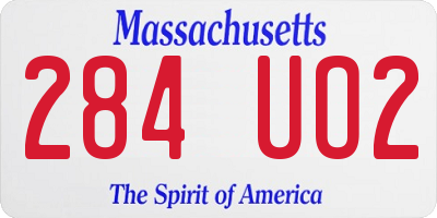 MA license plate 284UO2