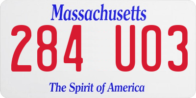 MA license plate 284UO3