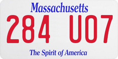 MA license plate 284UO7
