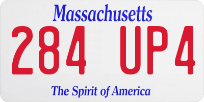 MA license plate 284UP4