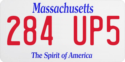 MA license plate 284UP5