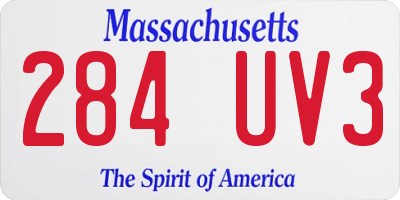 MA license plate 284UV3
