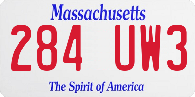 MA license plate 284UW3