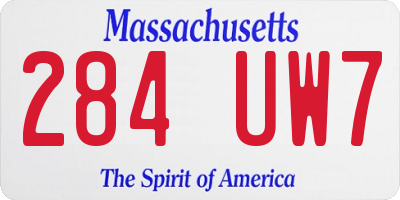 MA license plate 284UW7