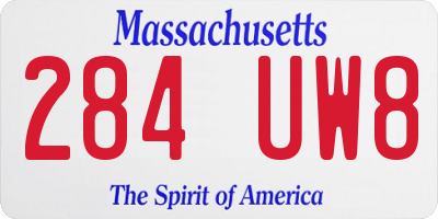 MA license plate 284UW8