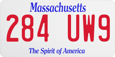 MA license plate 284UW9