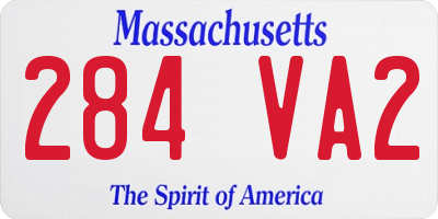 MA license plate 284VA2