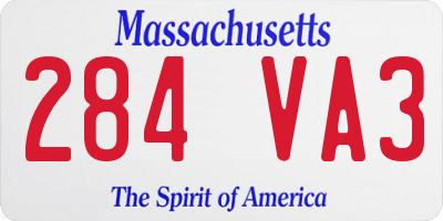 MA license plate 284VA3