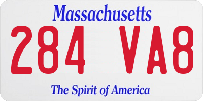 MA license plate 284VA8