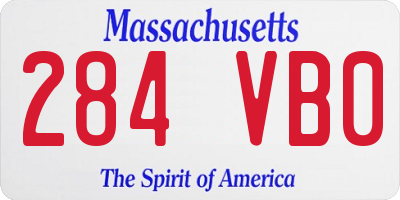 MA license plate 284VB0