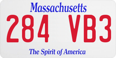 MA license plate 284VB3