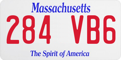 MA license plate 284VB6