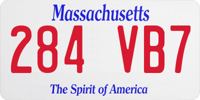 MA license plate 284VB7