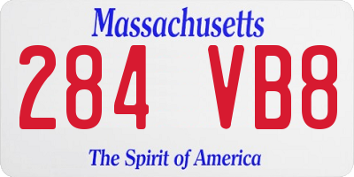 MA license plate 284VB8