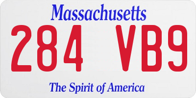 MA license plate 284VB9