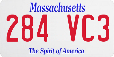 MA license plate 284VC3