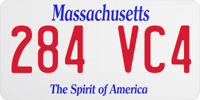 MA license plate 284VC4