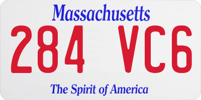 MA license plate 284VC6